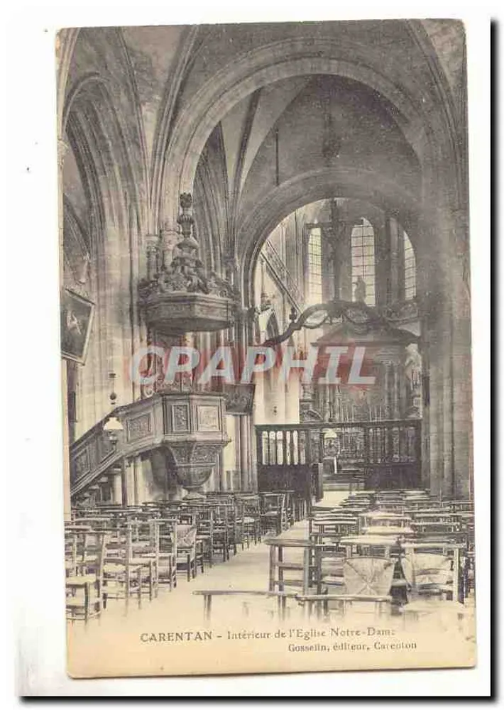 Carentan — Binnenkant van de Kerk van Onze Lieve Vrouw — uitgever Gosseilin, Carenton - Voorkant