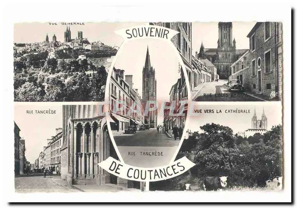 Coutances — Vista geral, rua Tancrede, rua Louis Beuvy em direção à catedral — Lembrete - Frente