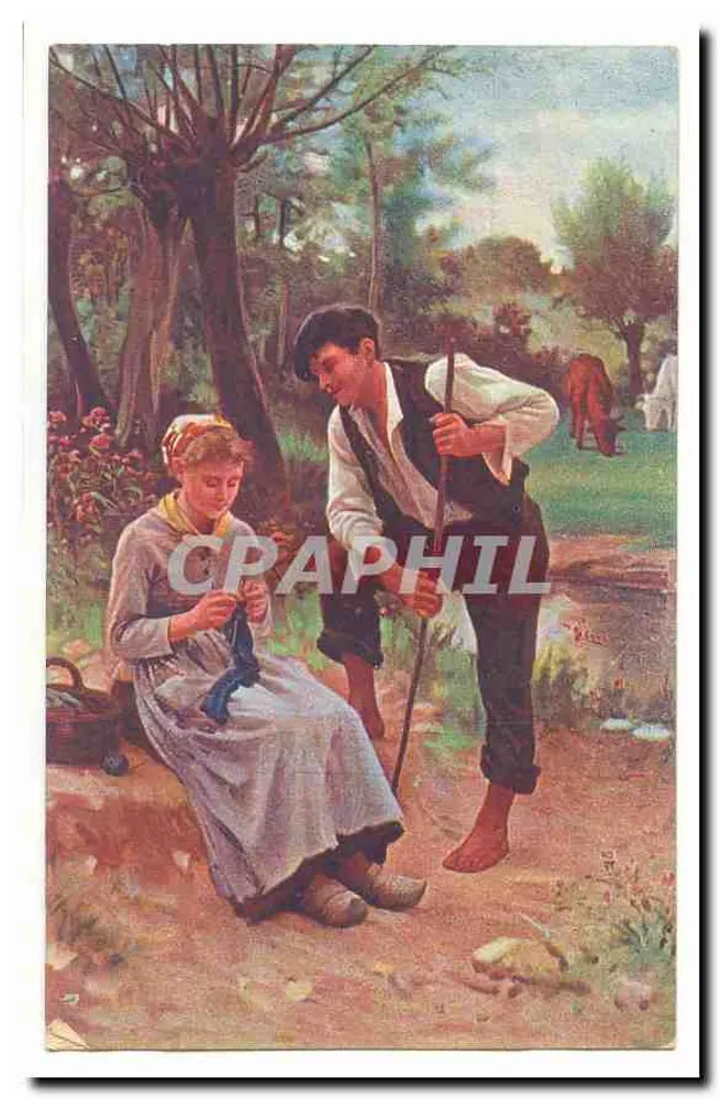 Menina e menino em um parque — cena bucólica — editor não visível - Frente