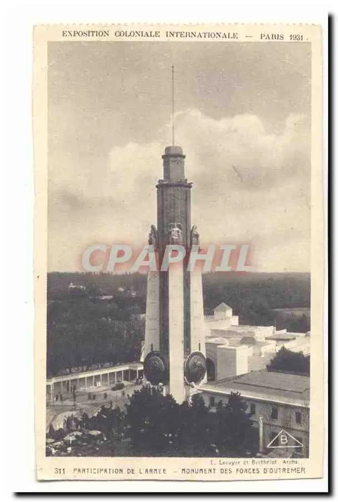 Denkmal der Osttruppen — Internationale Kolonialausstellung — Paris 1931 — L. Lecuyer et Buthrilot, n° 311 - Vorderseite