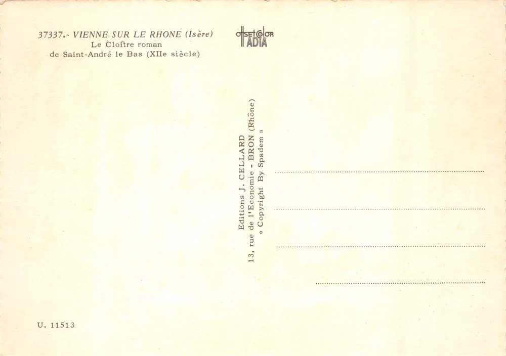 Vienne-sur-le-Rhône — Le Cloître roman de Saint-André le Bas (XIIe siècle) — Éditions J. Cellard - Verso