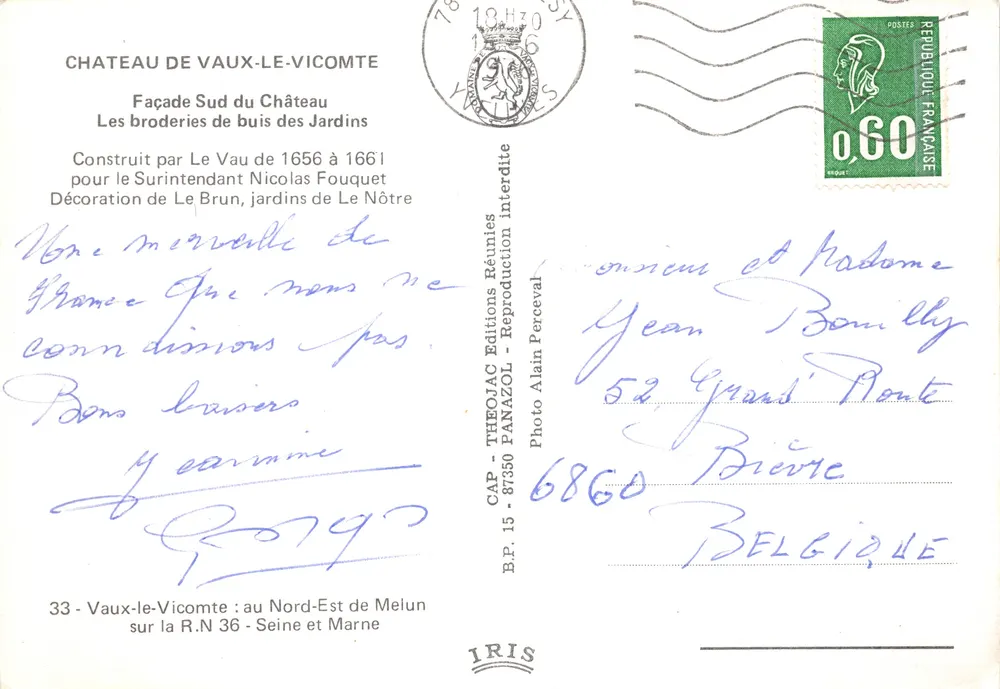 Château de Vaux-le-Vicomte — Südseite des Schlosses und der Gärten — Verlag IRIS - Rückseite