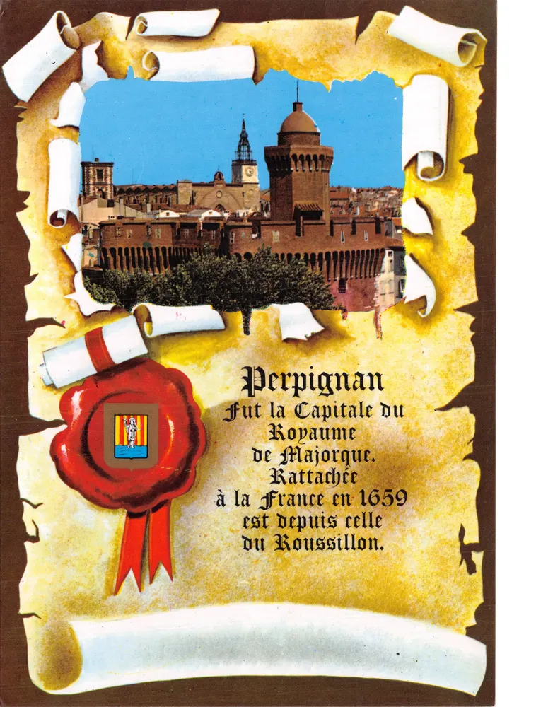 Perpignan — Ansicht des Schlosses und der Kathedrale — Editions DINO - 66000 Perpignan - Vorderseite