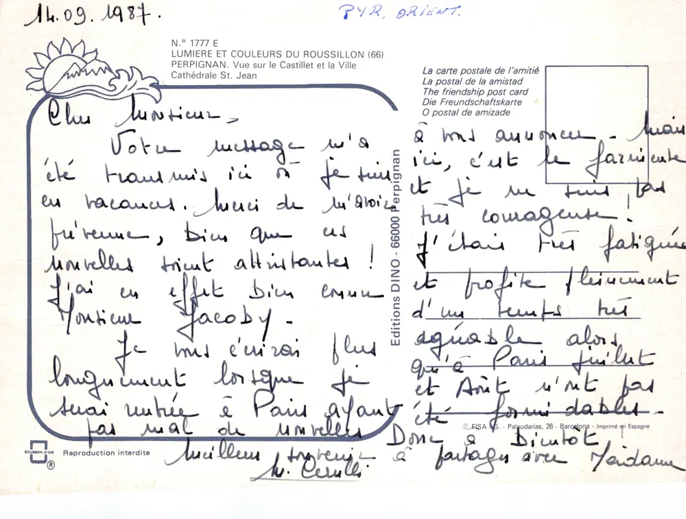 Perpignan — Ansicht des Schlosses und der Kathedrale — Editions DINO - 66000 Perpignan - Rückseite