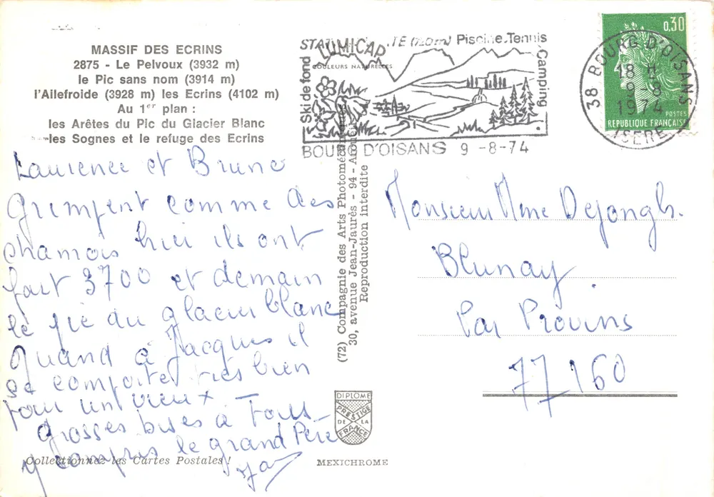 Massif des Écrins — Ansicht des Gletschers und der schneebedeckten Gipfel — Verlag IRIS - Rückseite