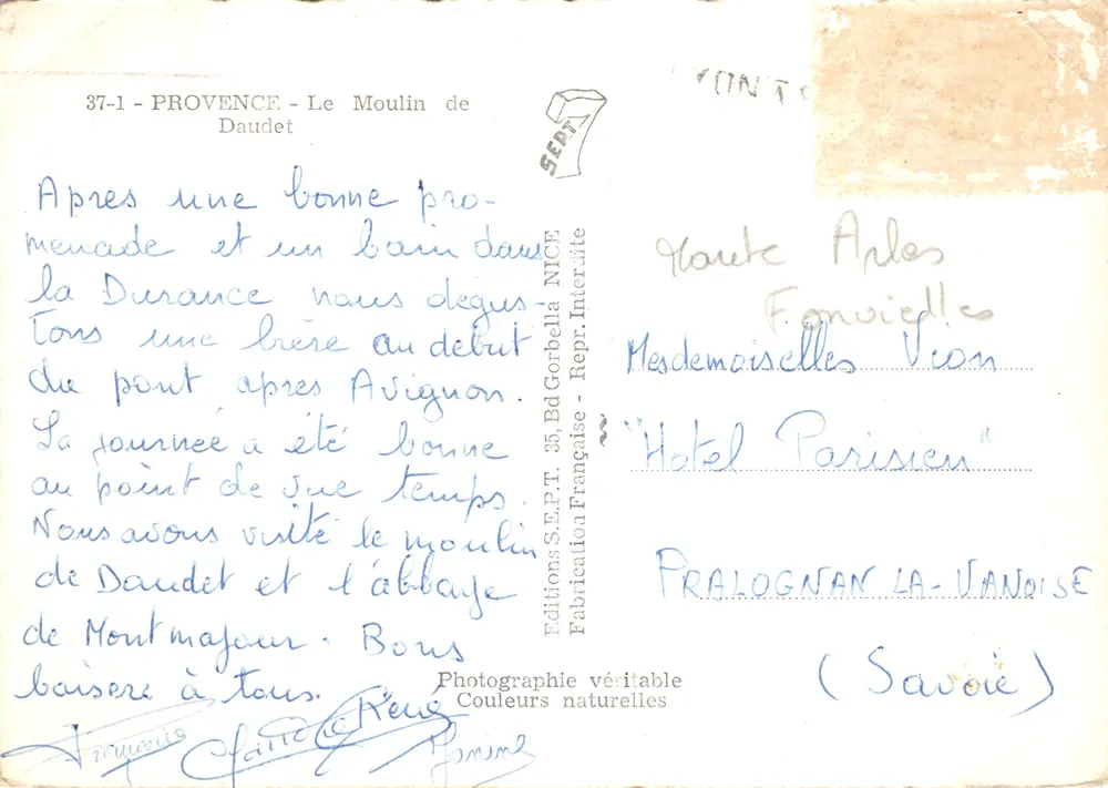 Le Moulin de Daudet — Provence — Éditeur: Editions S.E.P.T. - Repr. Inter. - N° 37-1 - Verso