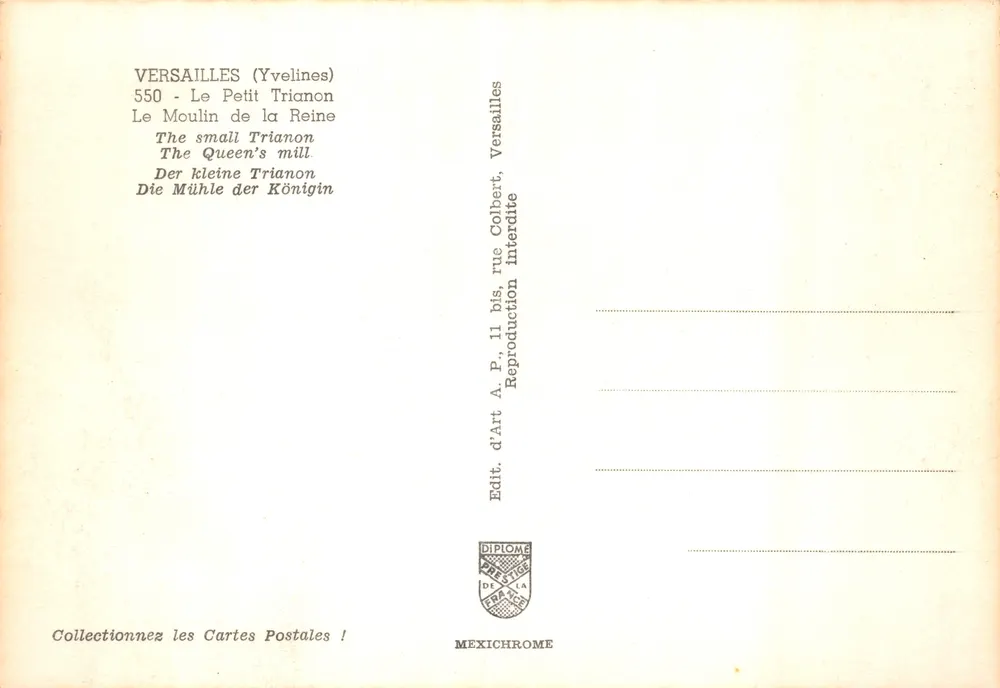 Versailles (Yvelines) — Das Kleine Trianon, das Königinnen-Mühle — Verlag IRIS - Rückseite