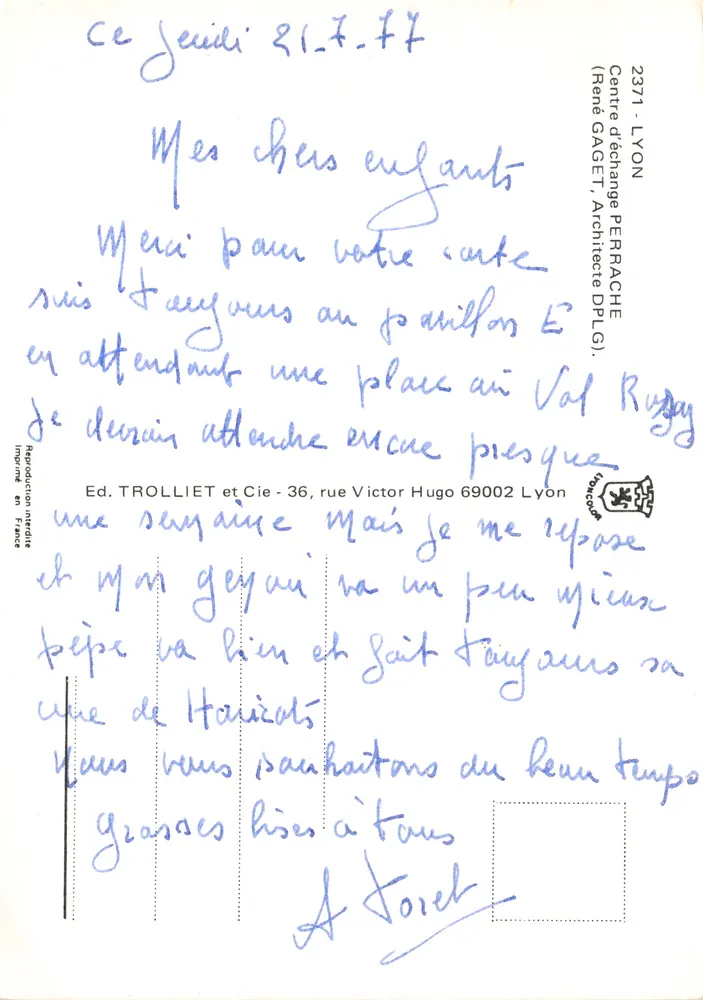 Place du Vol Ryguy — Fontaine et bâtiments — Ed. TROLLIET et Cie, Lyon - Verso