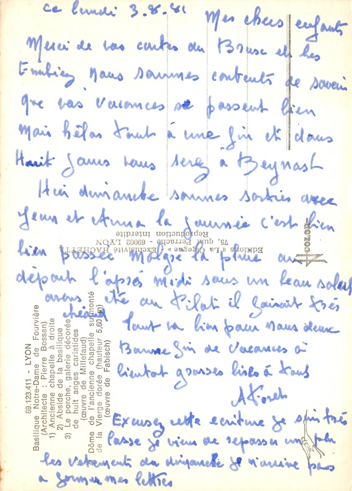 LYON — Basilique de Notre-Dame de Fourvière — Éditions « La Géorgie » - Verso