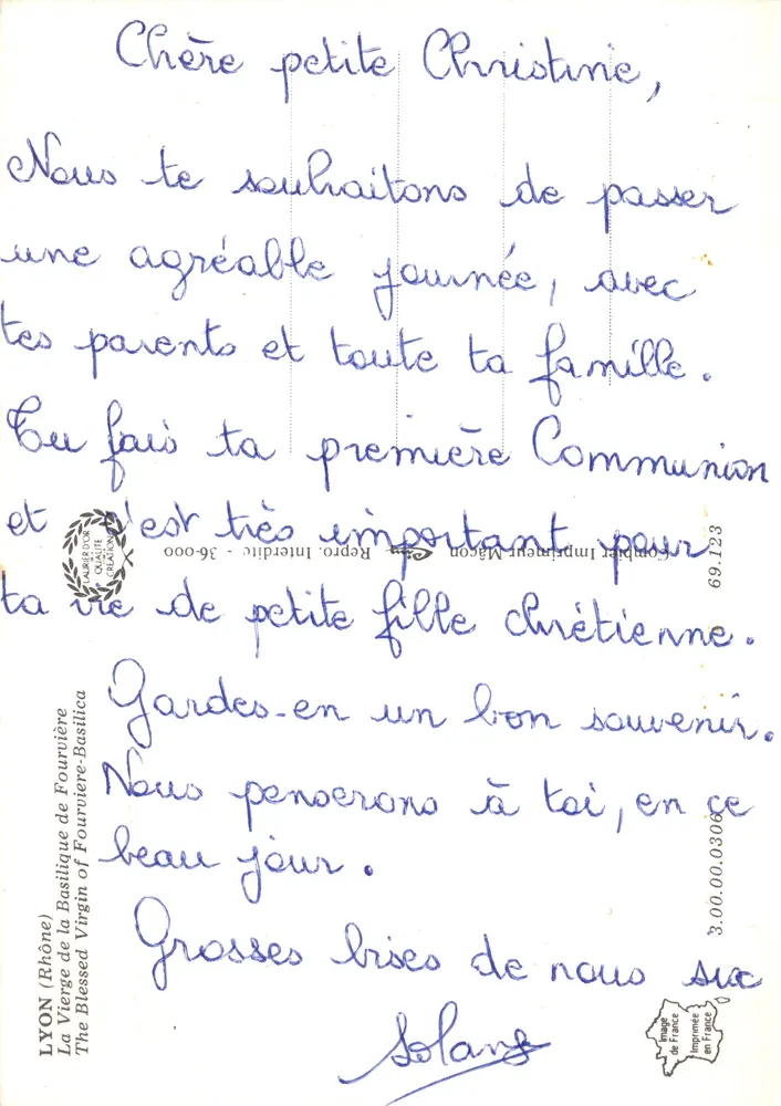 La Vierge de Fourvière — statue dorée sur le dôme de la basilique — éditeur Cim - Verso