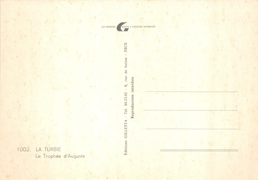 La Turbie — Le Trophée d'Auguste — Éditions GILLETITA - Verso