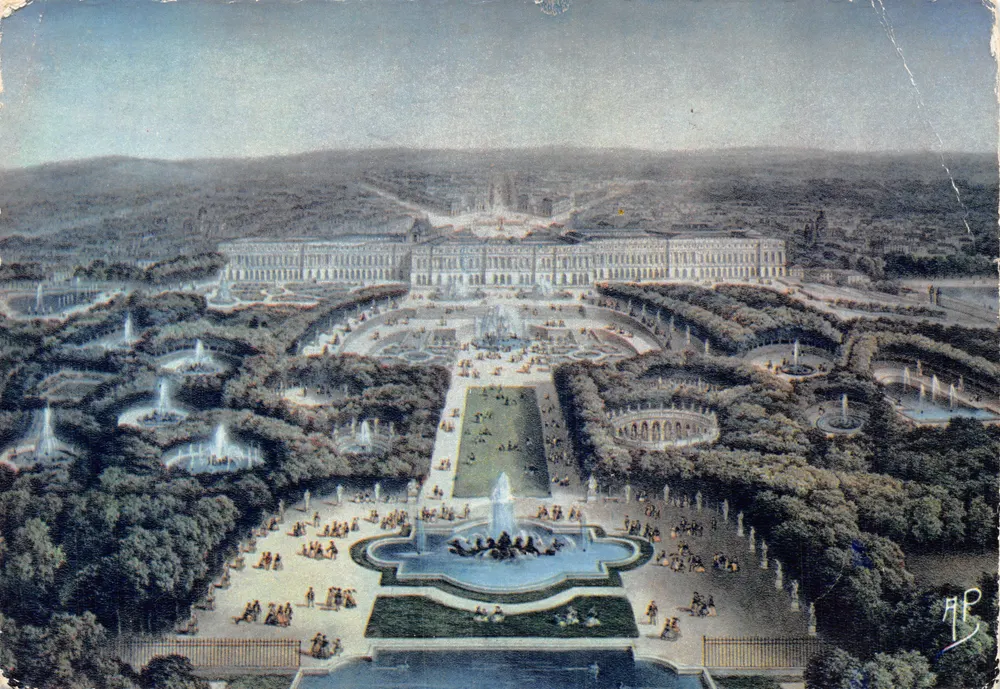 Versailles — Allgemeiner Blick auf den Park und das Schloss — Verlag VESICHROME, Nr. 451 - Vorderseite