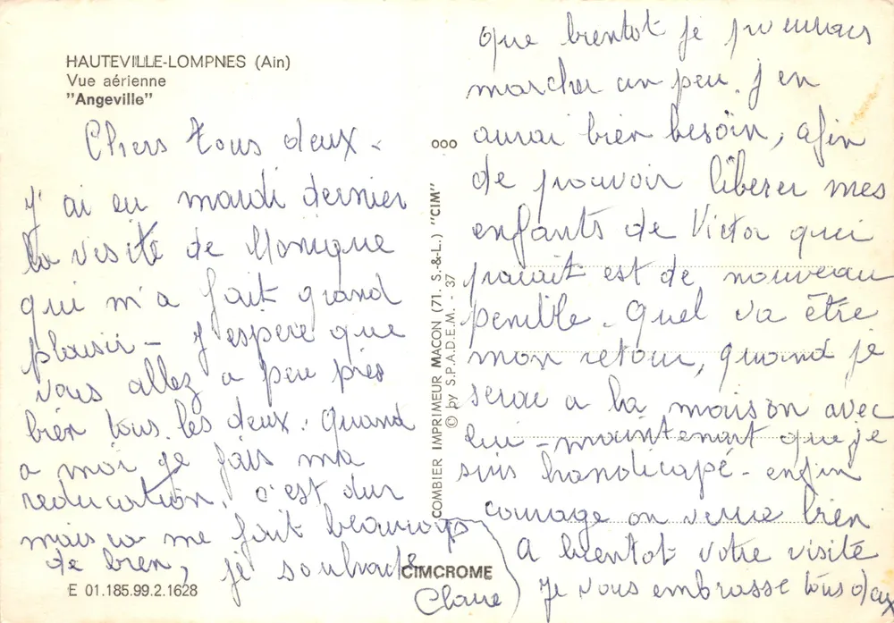 Angeville — vue aérienne — éditeur CIMCROME, n° 000 - Verso