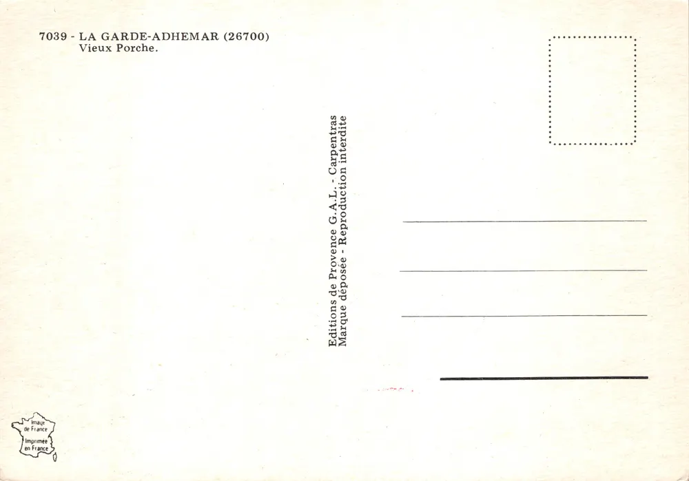 La Garde-Adhémars — Vieux Porche — Éditions de Provence G.A.L. - Verso