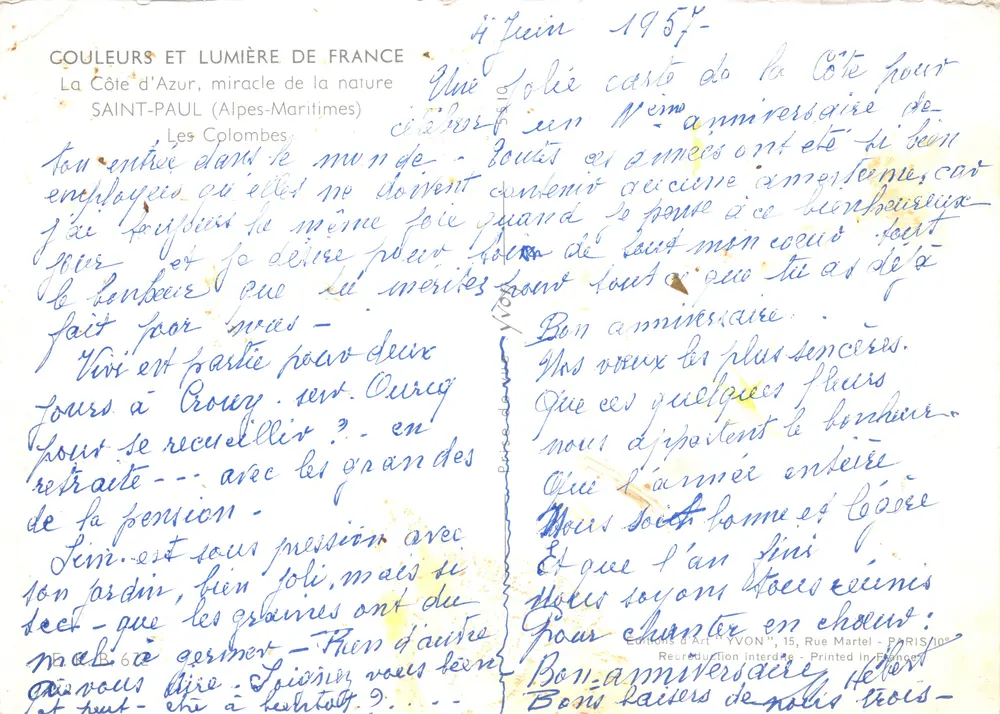 Colombes à Saint-Paul — Alpes-Maritimes — Éditions d'Art YVON - Verso