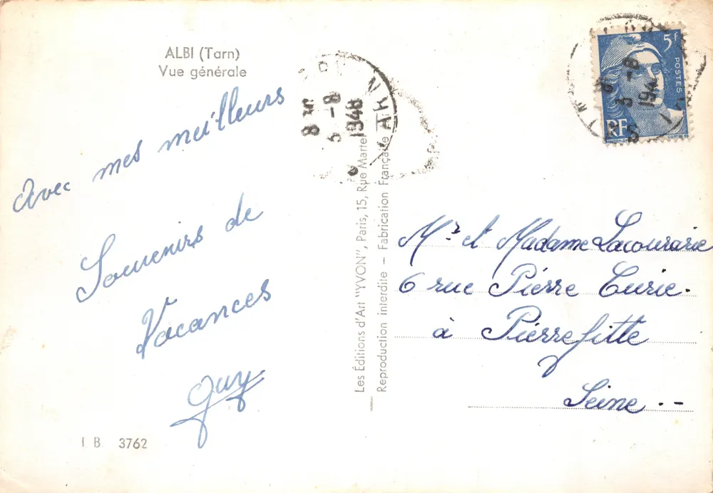 Albi (Tarn) — allgemeiner Blick mit Brücke und blühender Uferseite — Éditions d'Art 'YVON', Paris - Rückseite