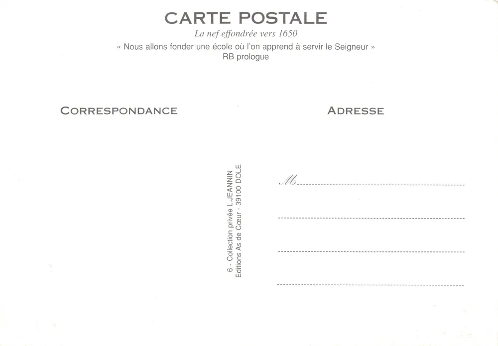 Abbaye d'ACEY — Partie de l'Église non restaurée — Éditions As de Cœur - Verso