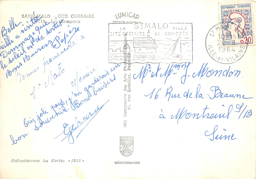 Saint-Malo — Ansicht des Hafens und der Befestigungen — Verlag IRIS - Rückseite