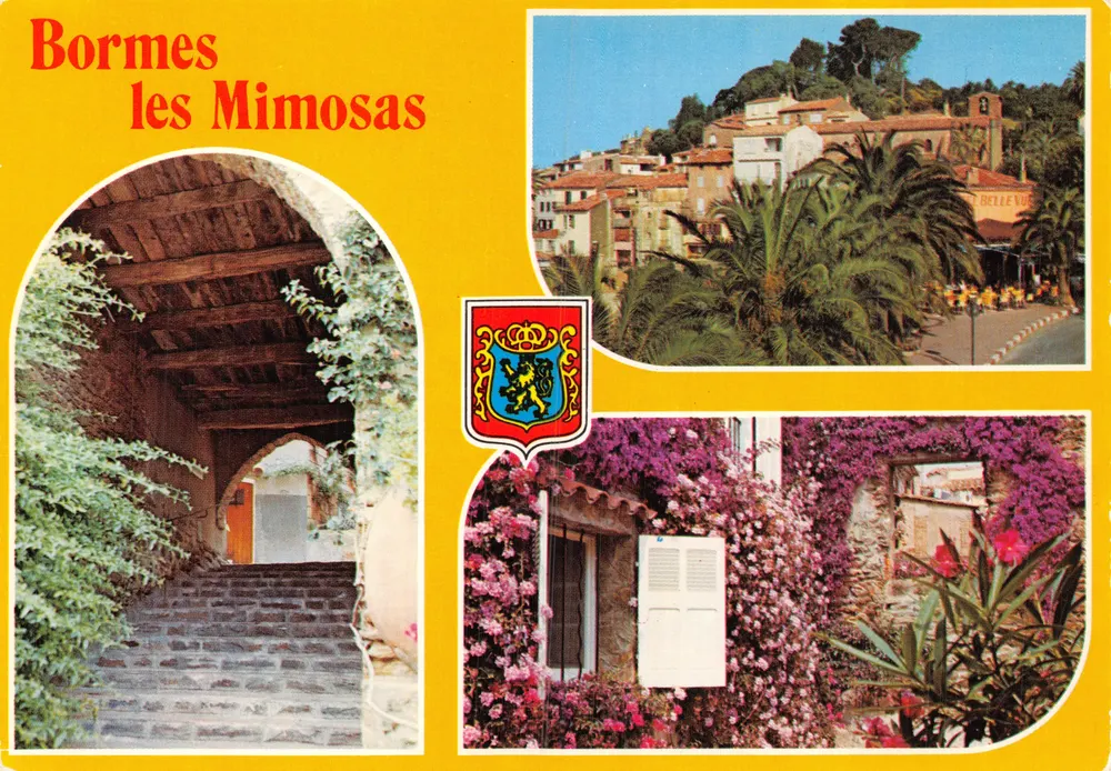 Bormes-les-Mimosas — Panoramablick und gewölbte Eingangstür — Verlag Sopico - Vorderseite