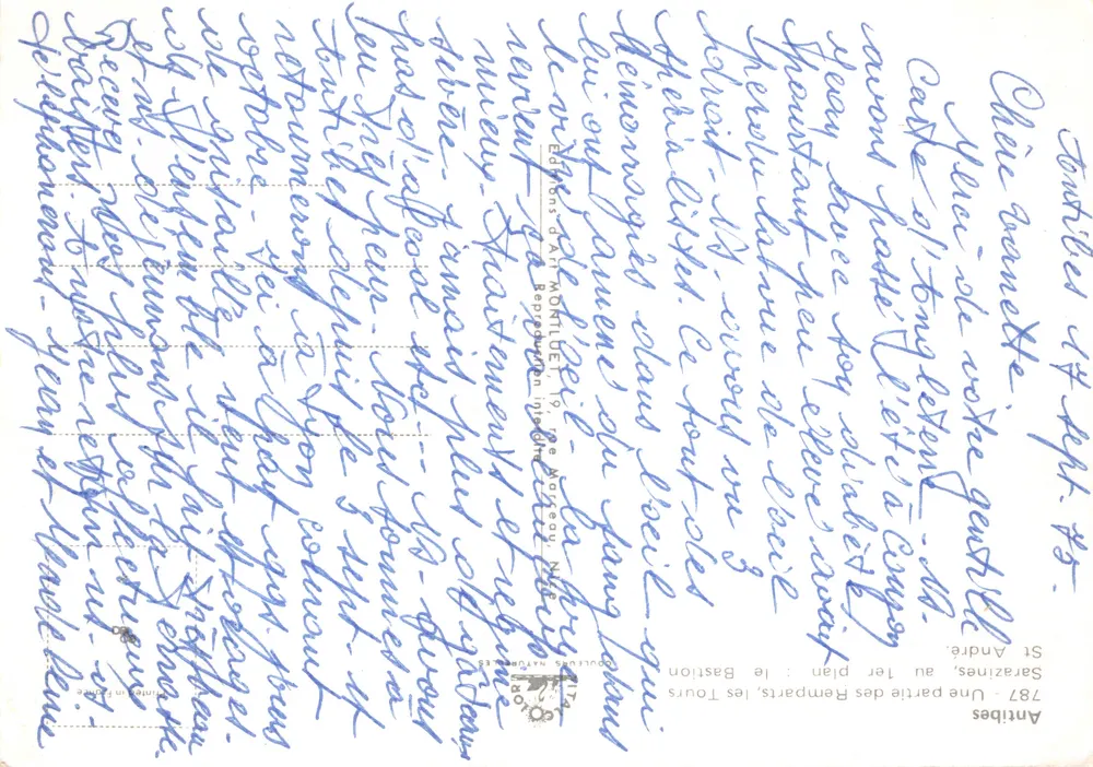 Der Bastion - Die Mauern, Antibes — Editions d'Art MONTEIL, n° 787 - Rückseite