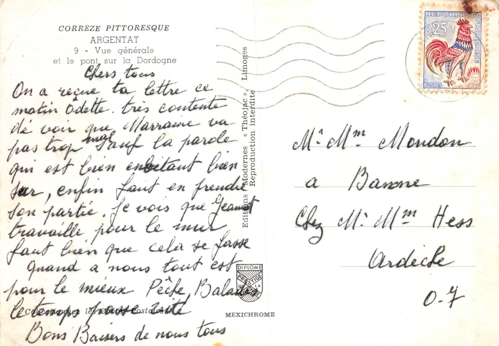 Argentat — Allgemeiner Blick und Brücke über die Dordogne — Moderne Editionen « Théojac » - Rückseite