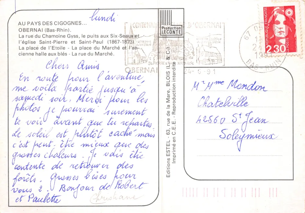 Obernai — Cidade de Santa Odile — Editora ESTEL - Verso
