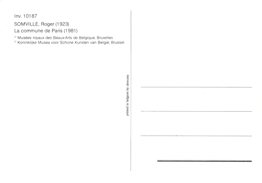 SOMVILLE, Roger — La commune de Paris — imprimée en Belgique - Verso