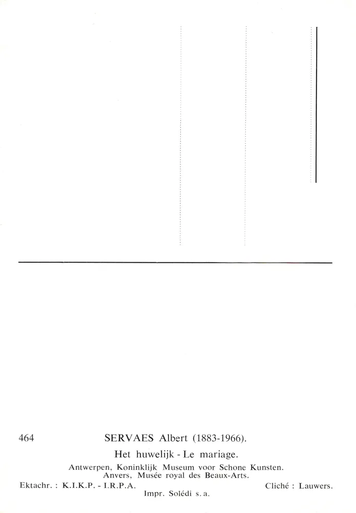 Matrimonio — scena interna — Albert SERVAES (1883-1966), editore Impr. Solédi s.a. - Verso