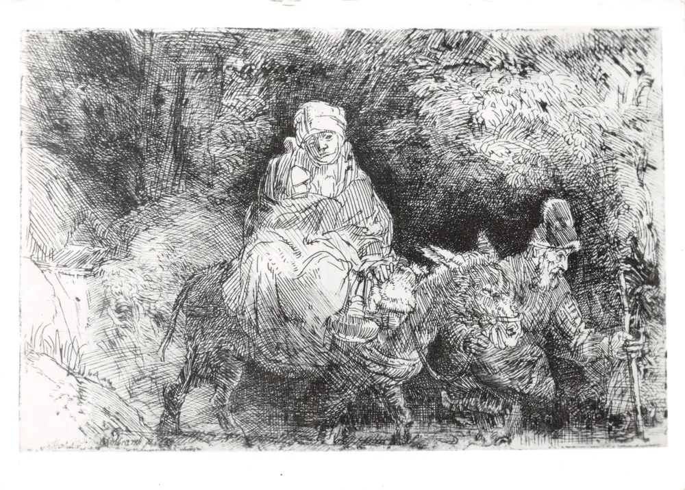 Die Flucht nach Ägypten — Kupferstich nach Rembrandt — Rijksmuseum Amsterdam - Vorderseite
