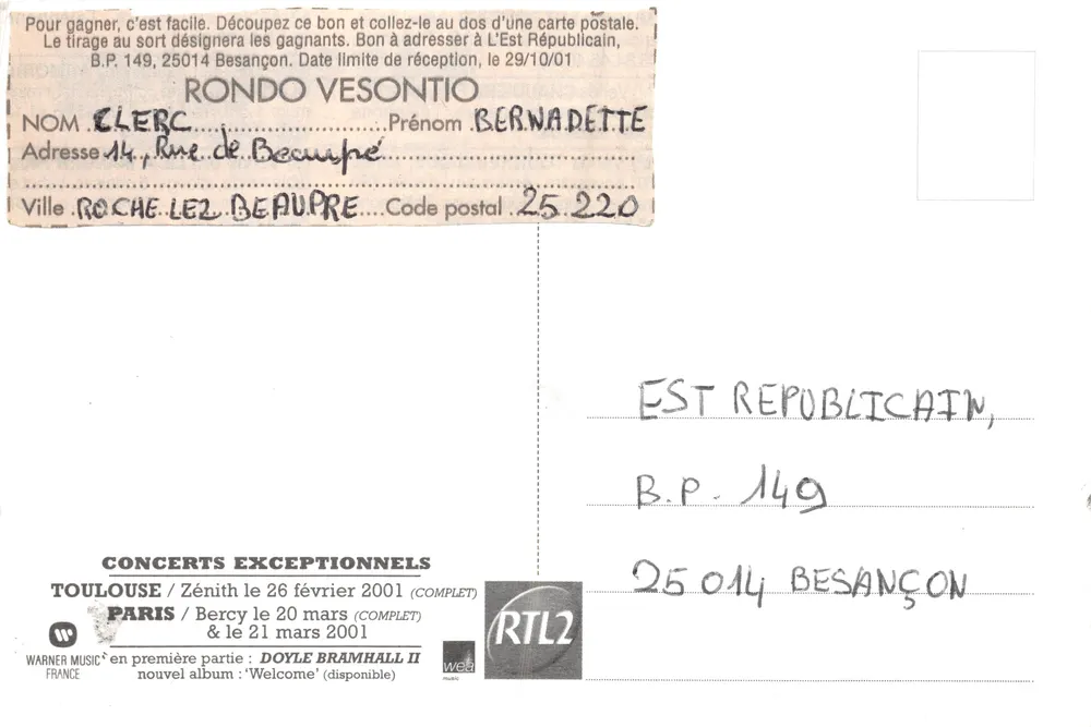 Eric Clapton — portrait d'enfant — éditeur Warner Music France - Verso