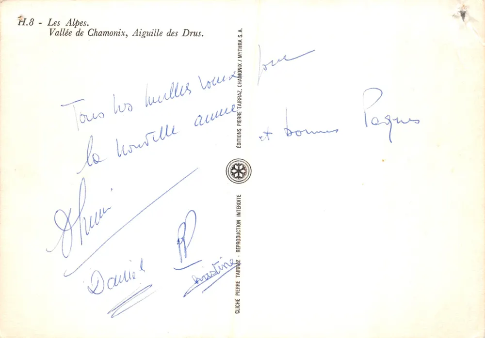 Vale de Chamonix — Aiguille des Drus — Edições Pierre Tarraz, Chamonix - Verso