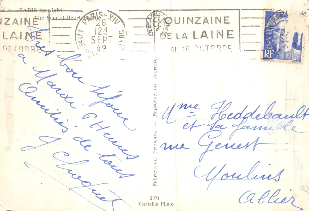 Paris la nuit - Le Sacré-Cœur — Gany, éditeur, n°2071 - Verso