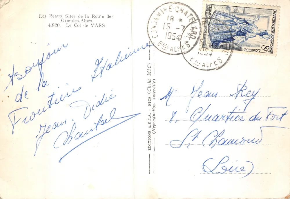 Der Col de Vars — Ansicht des Passes in einer Kiefernwiese mit Auto — Éditions A.D.I.A. NICE - Rückseite