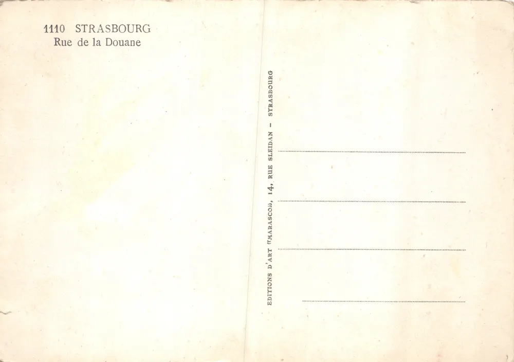 Straßburg — Ansicht der Kathedrale und des Brückens — Verlag Marasco - Rückseite