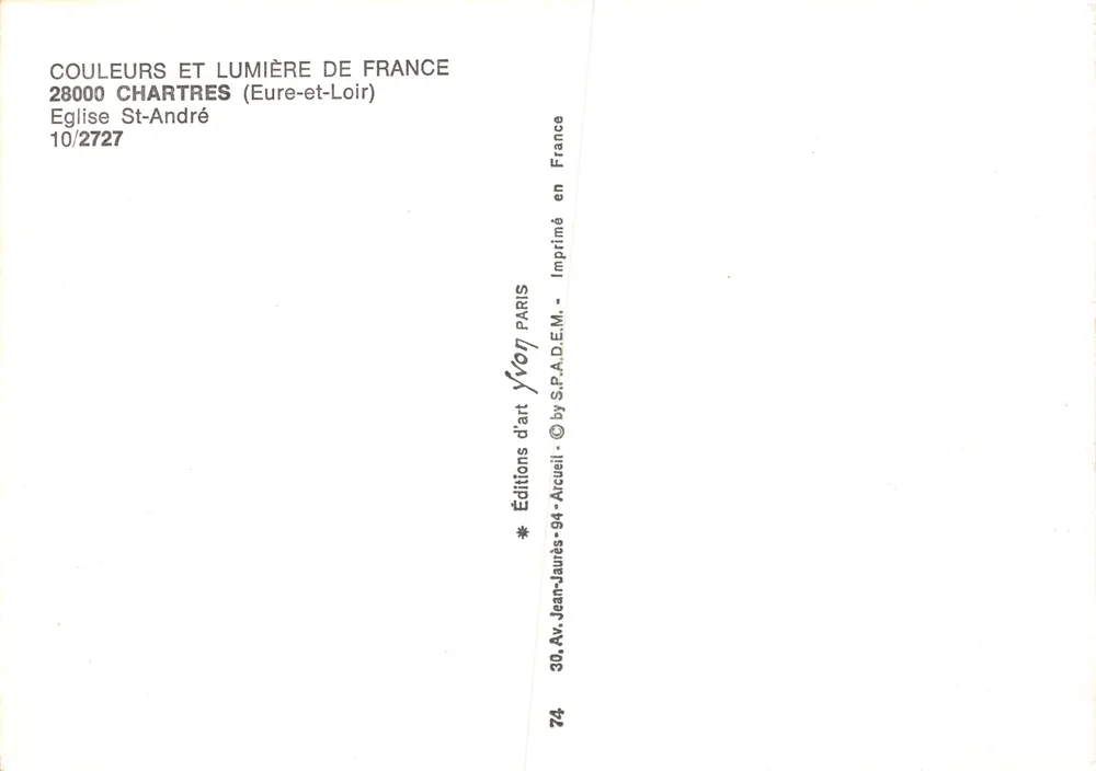 Kirche Saint-André — Ruinen und Landschaft — Éditions d'art Yvon, n°10/2727 - Rückseite