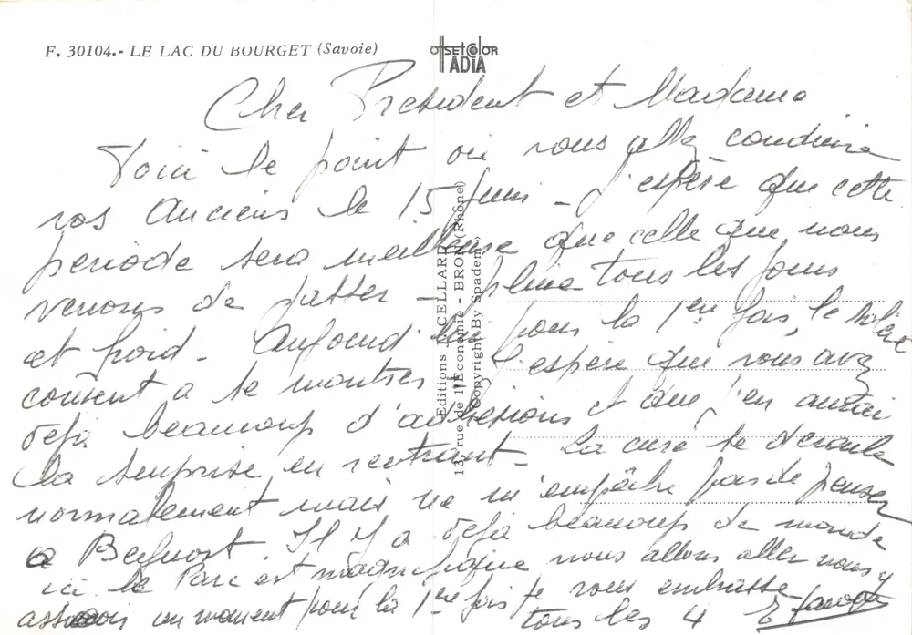 Lac du Bourget — vue panoramique avec carte et sites — Éditions CELLARD - Verso