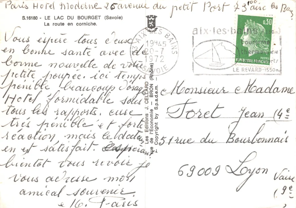 LAC du BOURGET — Aussichtsstraße entlang der steilen Flanken der Cornet-Berge — Les Editions J. CELLEARD - Rückseite