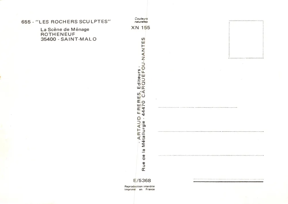 Die Gekörnten Felsen — Szenen aus dem Familienleben — Verlag ARTHAUD FRÈRES, Nantes - Rückseite