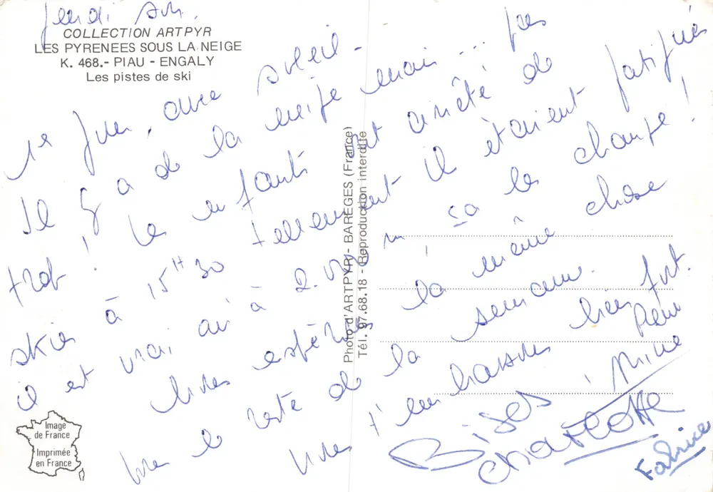 Piau-Engaly — Les pistes de ski — éditeur ARTPYR - Verso