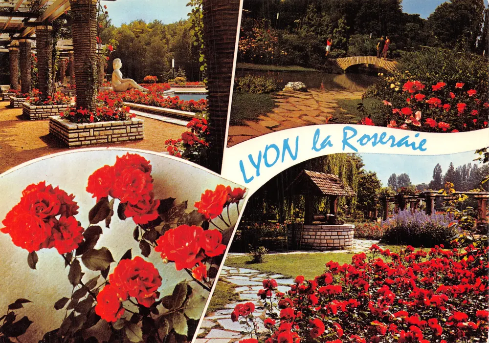 LYON la Roseraie — Garten mit Brunnen, Brücke und Statuen — Éditions CELLARD - Vorderseite