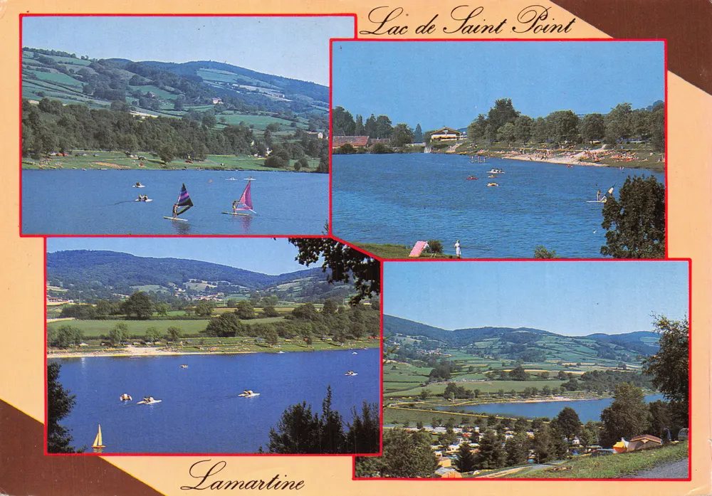 See Saint-Point — Panoramablick mit Segeln, Schwimmen und Camping — Edition MFB - Vorderseite