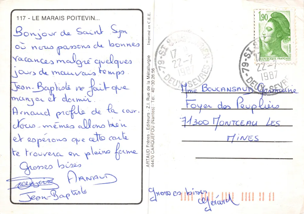 Der Marais Poitevin — Flusslandschaft und Kanäle — Verlag Artaud Frères - Rückseite