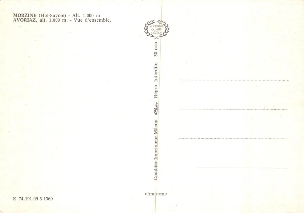 Avoriaz — autofreie Station — Verlag Averiaz L800 - Rückseite