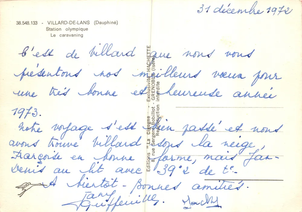 Villard-de-Lans — Olympische Station und Caravanning — Verlag La Cigogne - Rückseite