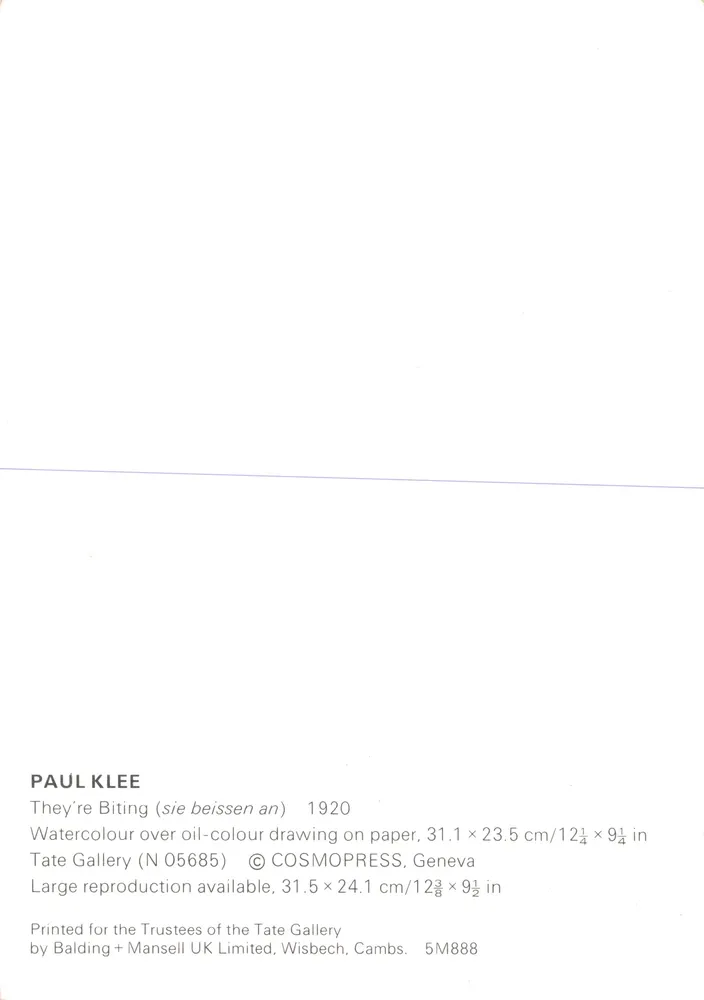 Paul Klee — They're Biting (sie beissen an) — COSMOPRESS, Geneva - Verso