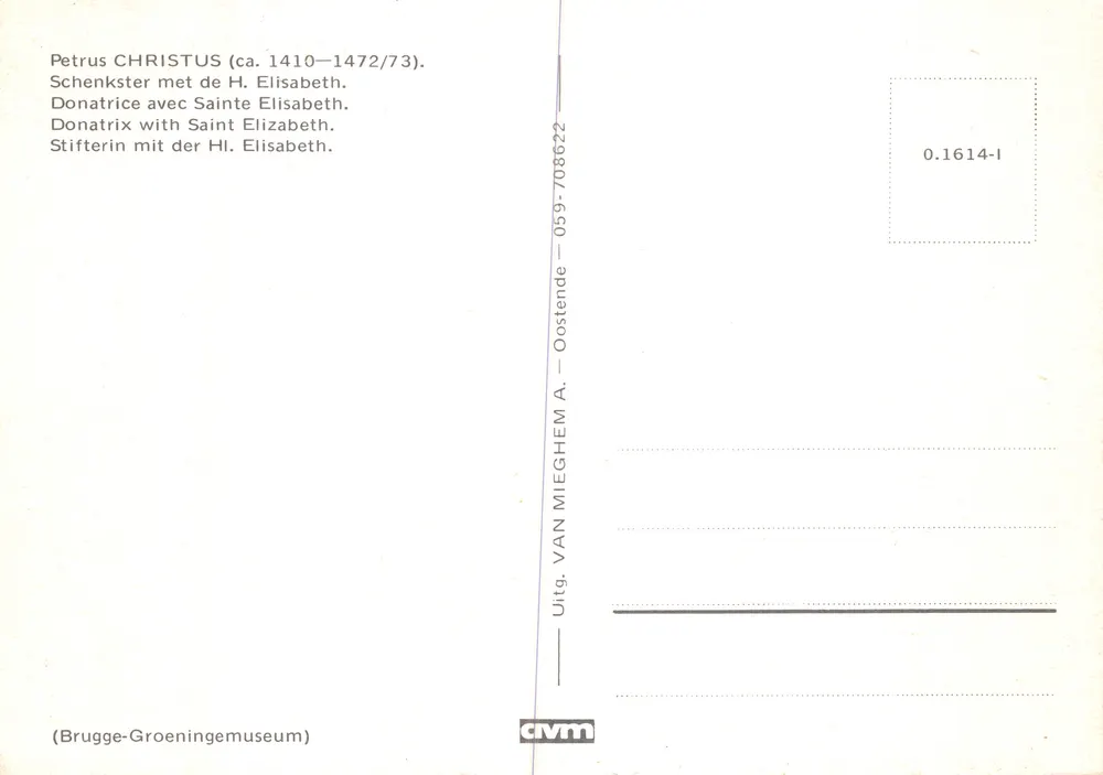 Święta Elżbieta — Darczyńczyni z Święta Elżbiety — Uitg. VAN MIEGHEM A. — 059-708622 - Rewers