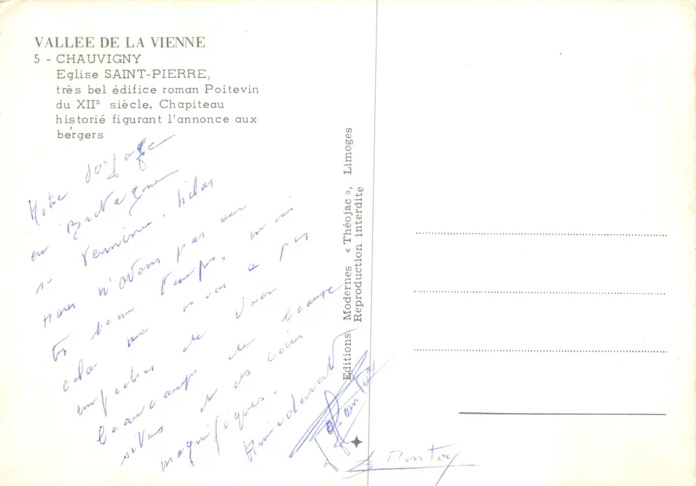 Kapitell der Kirche Saint-Pierre — Chauvigny, Vienne — Editions Théoïac - Rückseite