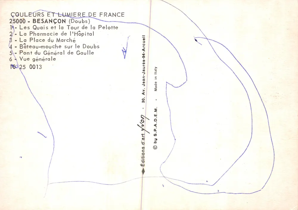 Besançon — Panoramablick und emblematische Sehenswürdigkeiten — Vivon Art Editions - Rückseite