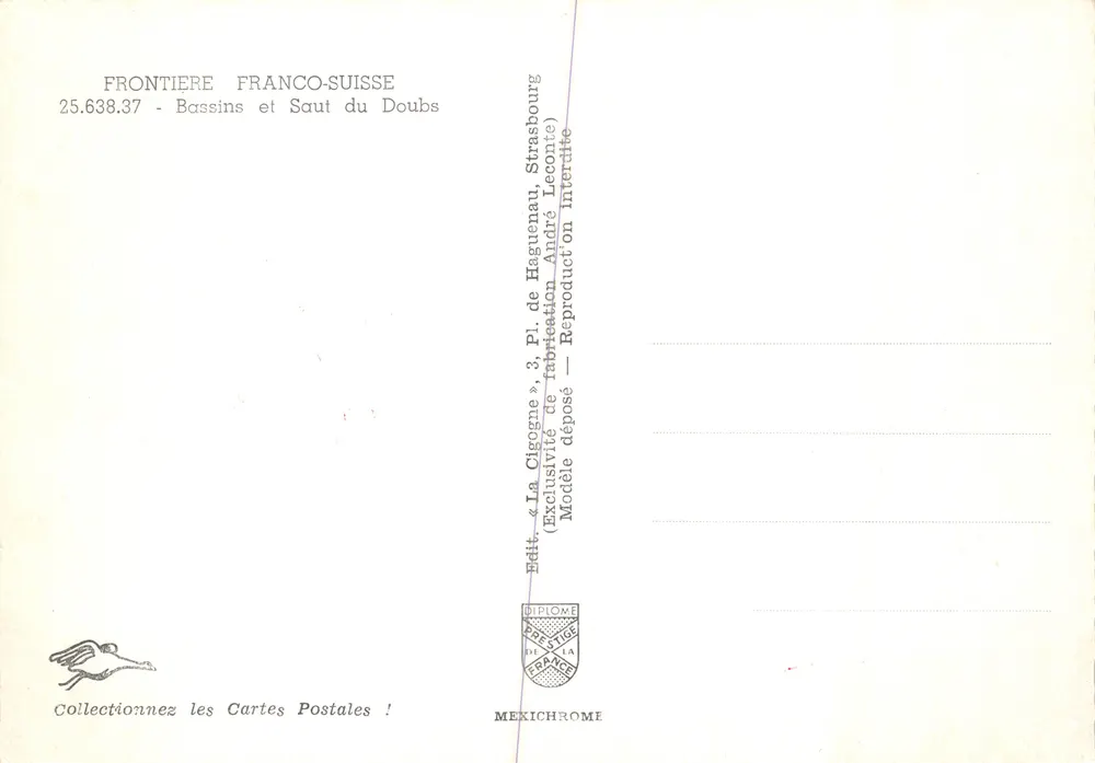 Die Bassins du Doubs — Landschaften und Wasserfall — Verlag La Cléogne, Straßburg - Rückseite