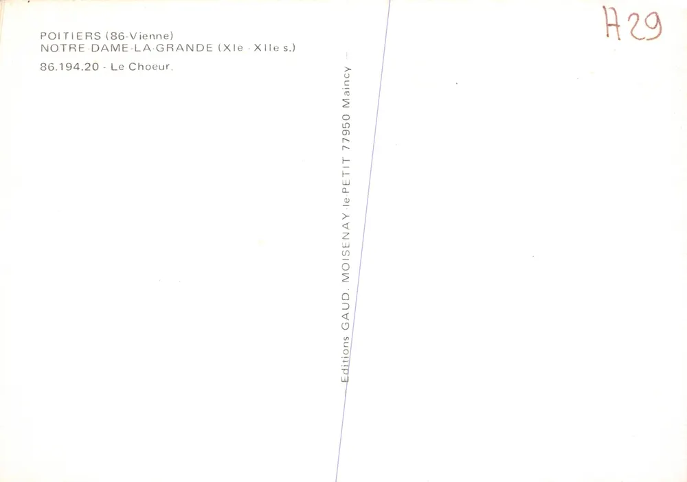 Notre-Dame-la-Grande — der Chor — Verleger Editions GAUD MOISENAY, Maincy - Rückseite